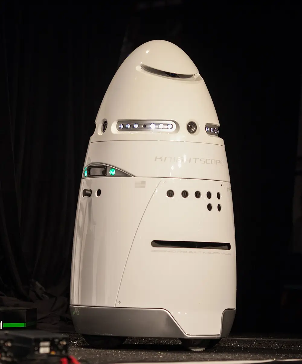 The white, egg-shaped Knightscope K5