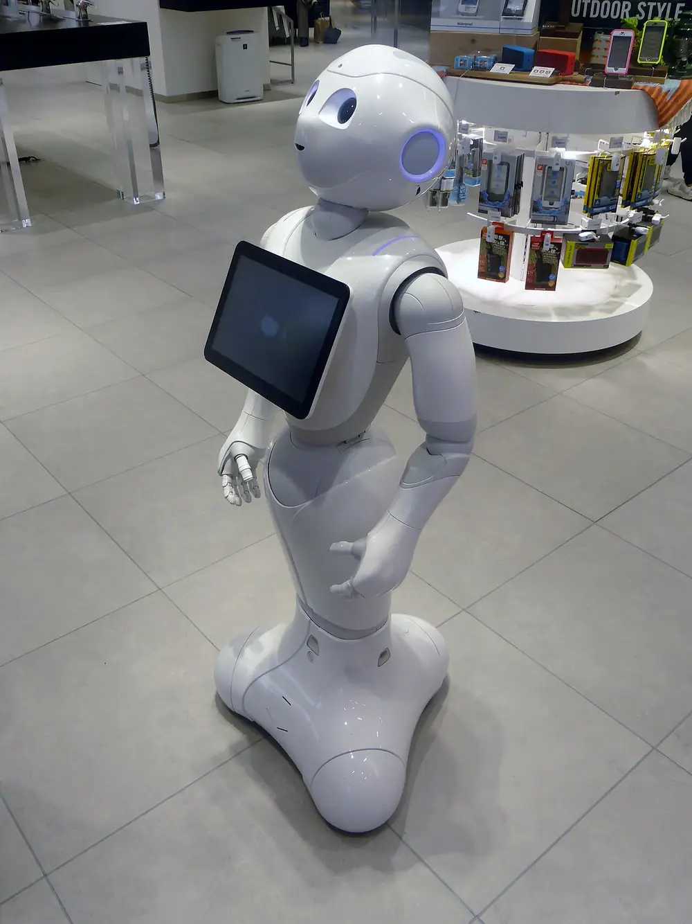 Pepper with a tablet on its chest